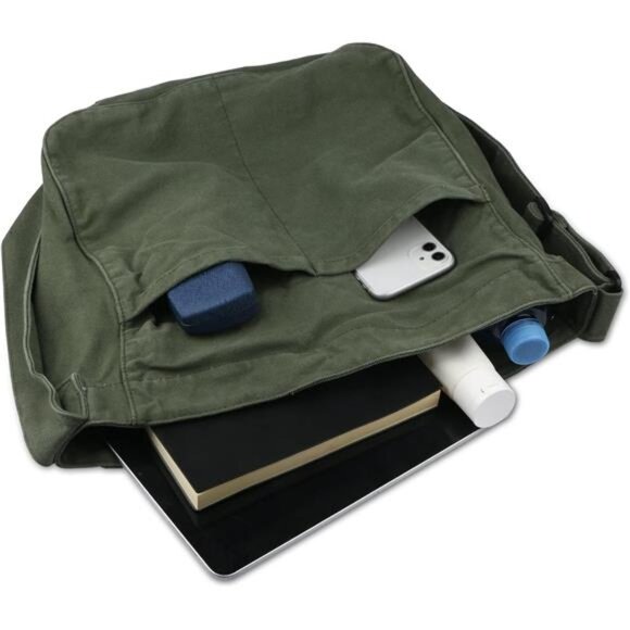 Canvas Hobo Crossbody Shoulder Tote Bag for Women and Men W/Multi-pocket Casual - Picture 4 of 7